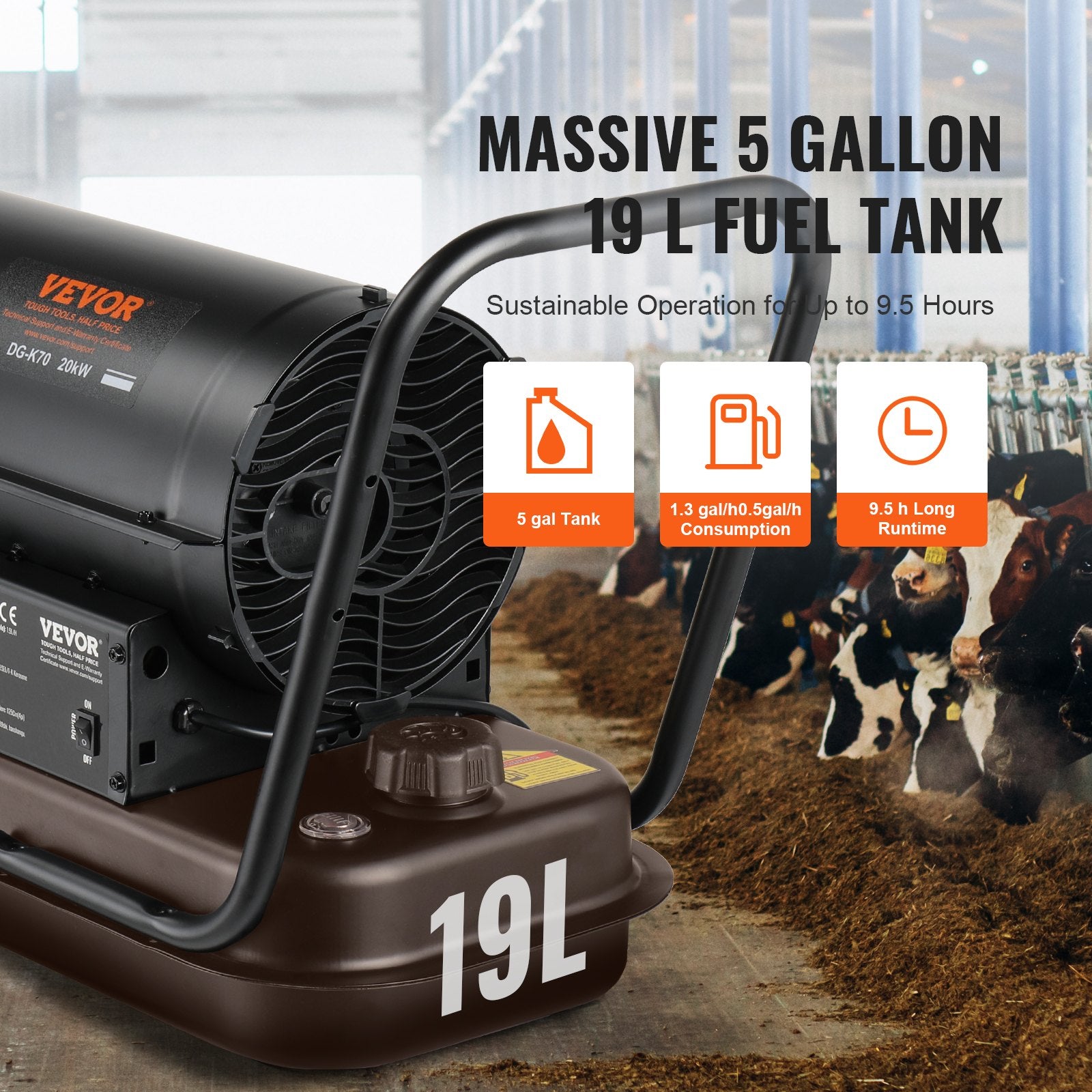 Portable Kerosene Forced Air Heater 70000 BTU Indoor Outdoor Use 5gal Tank V952-GFSMYQNQ70007Y0FJV3