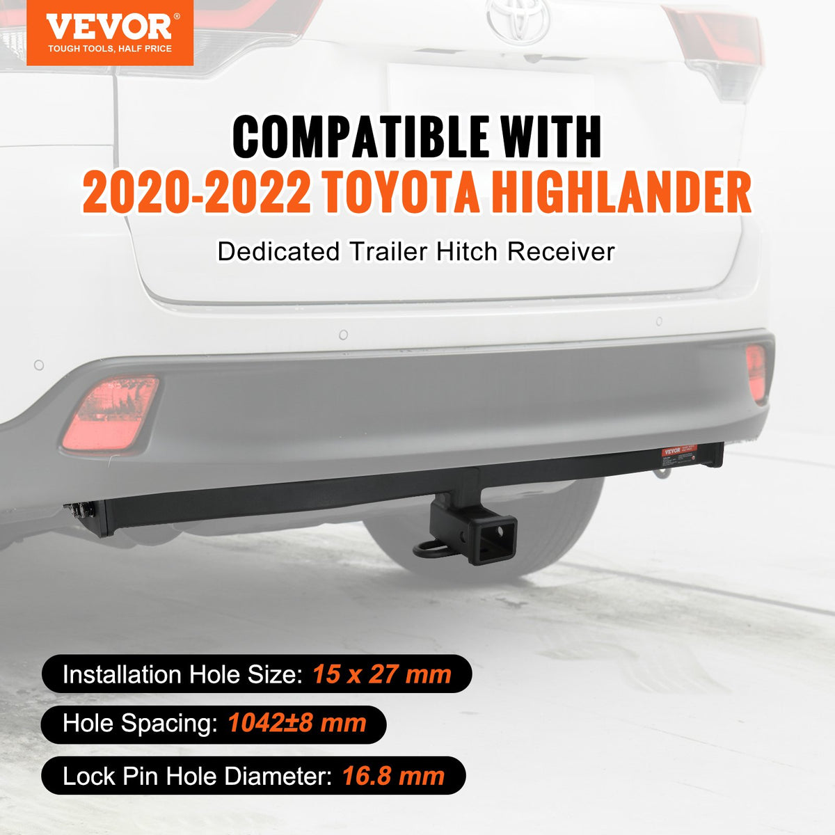 Class 3 Trailer Hitch, 2-Inch Receiver, Q455B Steel Tube Frame, Compatible with 2020-2023 Toyota Highlander, V952-GGLJQTG2YCTOVCHLXV0