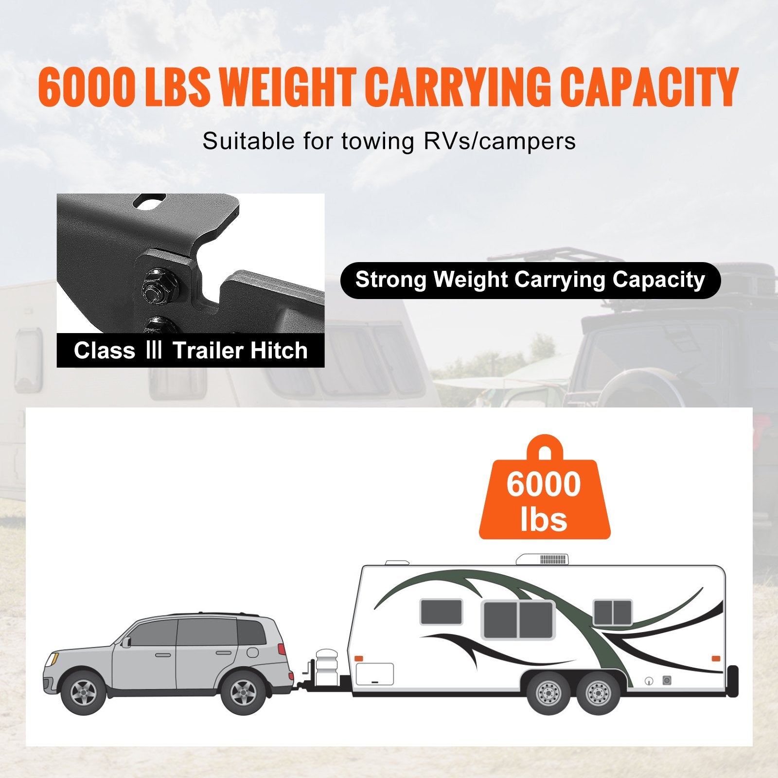 Class 3 Trailer Hitch, 2-Inch Receiver, Q455B Steel Tube Frame, Compatible with 2020-2023 Toyota Highlander, V952-GGLJQTG2YCTOVCHLXV0