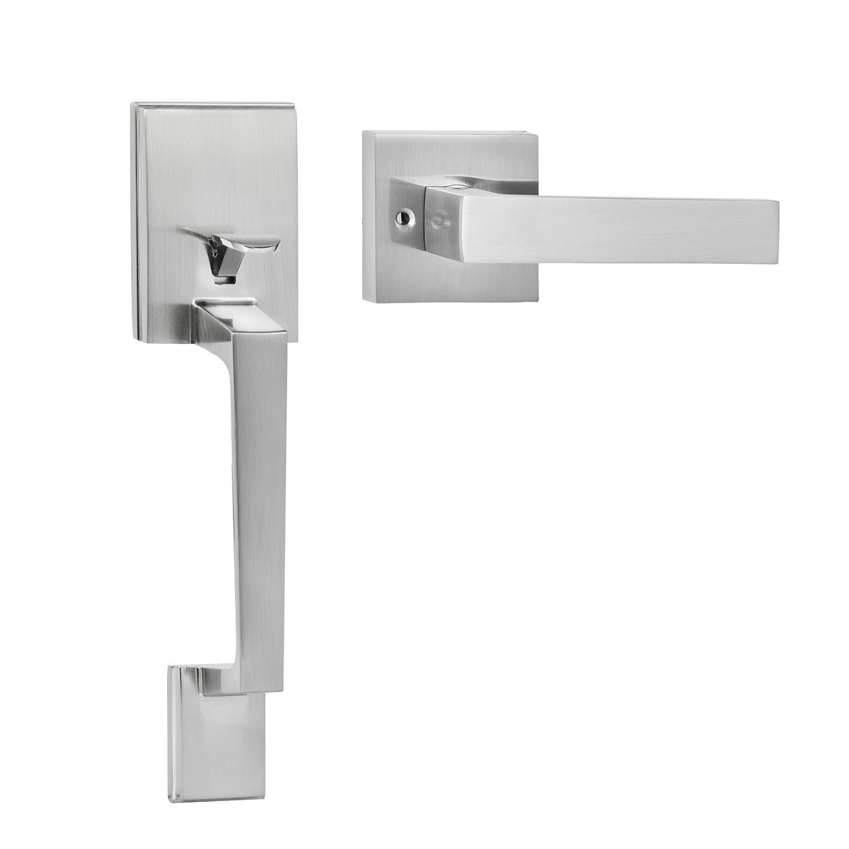 Entry Door Handle, Satin Nickel Square Handle Set with Lever Door Handle No Lock, Adjustable Hole Space, V952-GGSBDMNBDSFXMCY8VV0