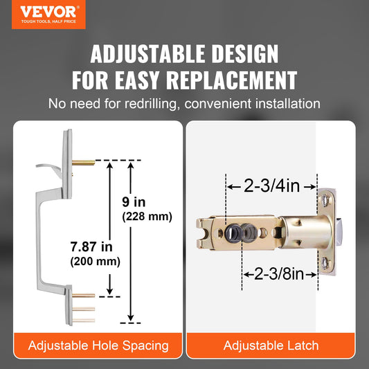 Entry Door Handle, Satin Nickel Square Handle Set with Lever Door Handle No Lock, Adjustable Hole Space, V952-GGSBDMNBDSFXMCY8VV0