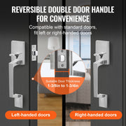 Entry Door Handle, Satin Nickel Square Handle Set with Lever Door Handle No Lock, Adjustable Hole Space, V952-GGSBDMNBDSFXMCY8VV0