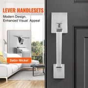 Entry Door Handle, Satin Nickel Square Handle Set with Lever Door Handle No Lock, Adjustable Hole Space, V952-GGSBDMNBDSFXMCY8VV0