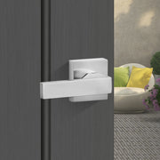 Entry Door Handle, Satin Nickel Square Handle Set with Lever Door Handle No Lock, Adjustable Hole Space, V952-GGSBDMNBDSFXMCY8VV0