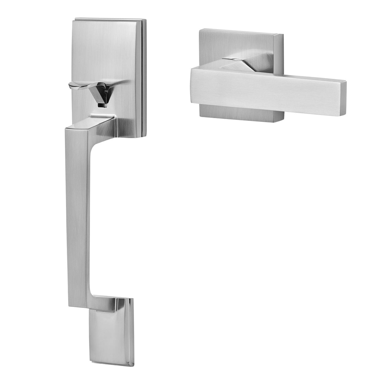 Entry Door Handle, Satin Nickel Square Handle Set with Lever Door Handle No Lock, Adjustable Hole Space, V952-GGSBDMNBDSFXMCY8VV0