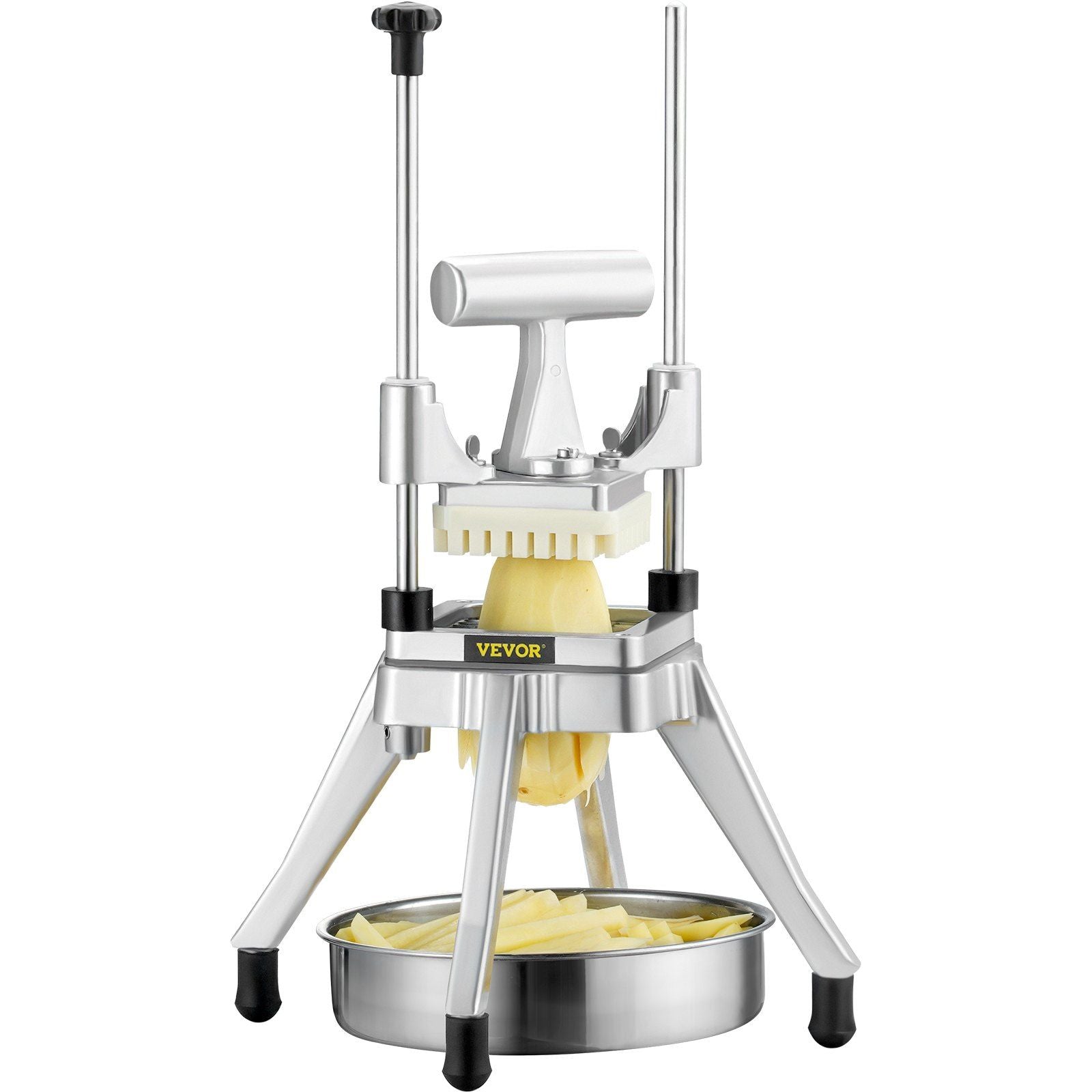 Commercial Vegetable Fruit Chopper, Stainless Steel French Fry Cutter with 4 Blades 1/4" 3/8" 1/2", 6-wedge V952-GGSSDQTJJB412RXV9V0