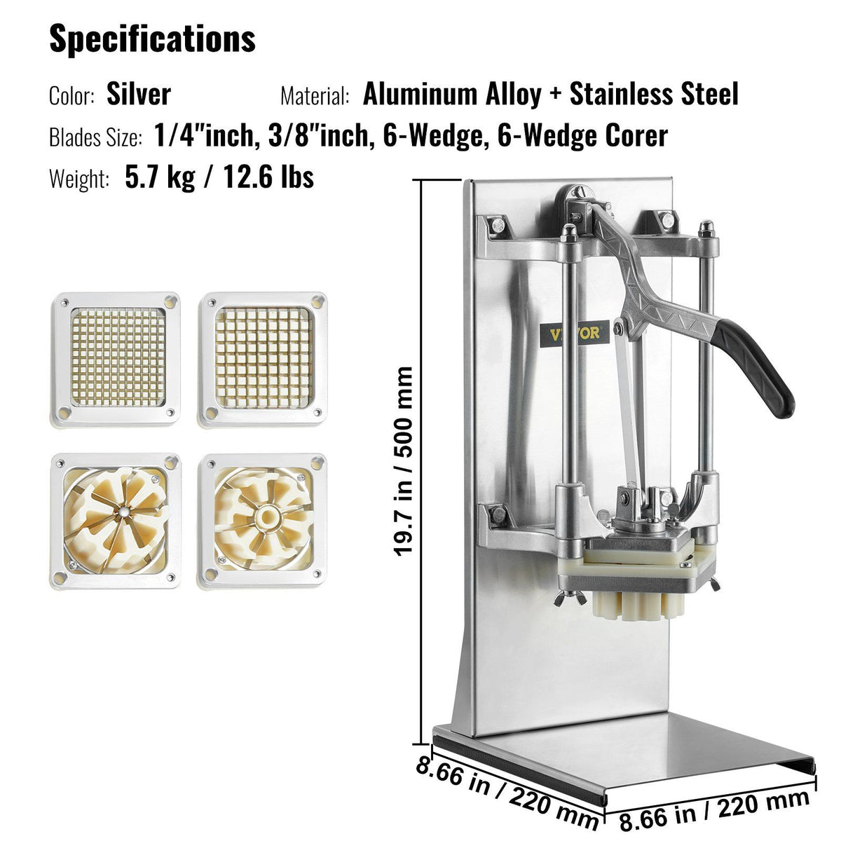 Commercial Vegetable Dicer French Fry Cutter with 4 Blades Wedge Slicer V952-GGSSDQTJJBBQXJAKLV0