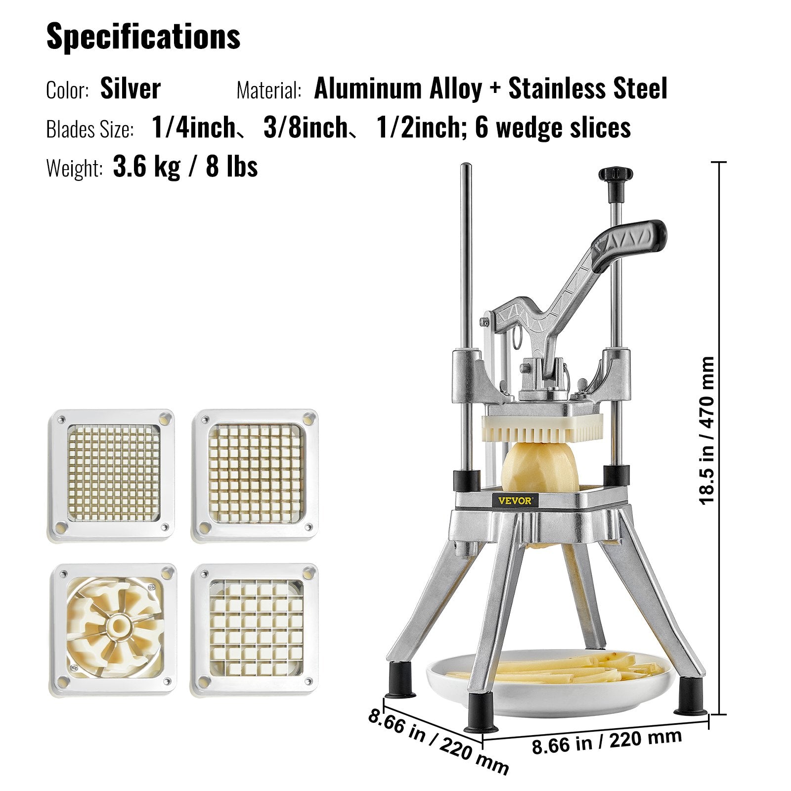 Commercial Chopper Commercial Vegetable Chopper with 4 Blades Fruits Dicer V952-GGSSDQTJJBQX4YU0HV0