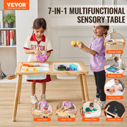 Kids Sensory Table Indoor Wooden Play Sand Water Table with 3 Storage Bins V952-GGZDCWXK2129BE939V0
