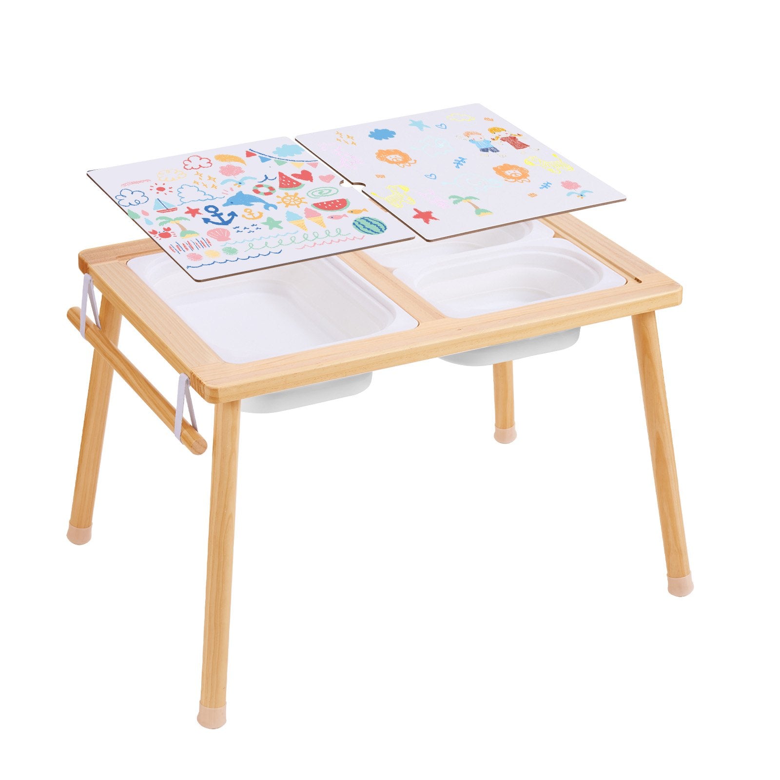 Kids Sensory Table Sand Water Play Table with 1 Paper Roll 3 Storage Bins V952-GGZDJZBK2129VB7WFV0