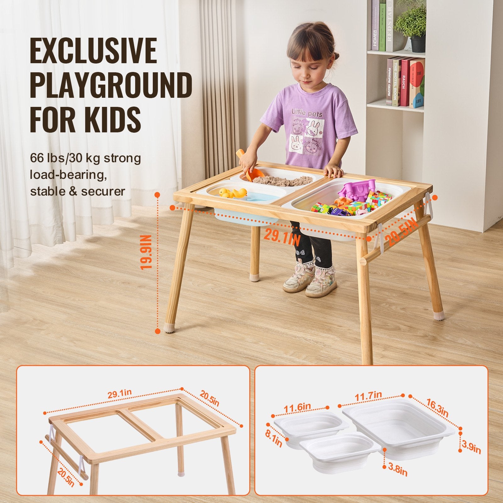 Kids Sensory Table Sand Water Play Table with 1 Paper Roll 3 Storage Bins V952-GGZDJZBK2129VB7WFV0