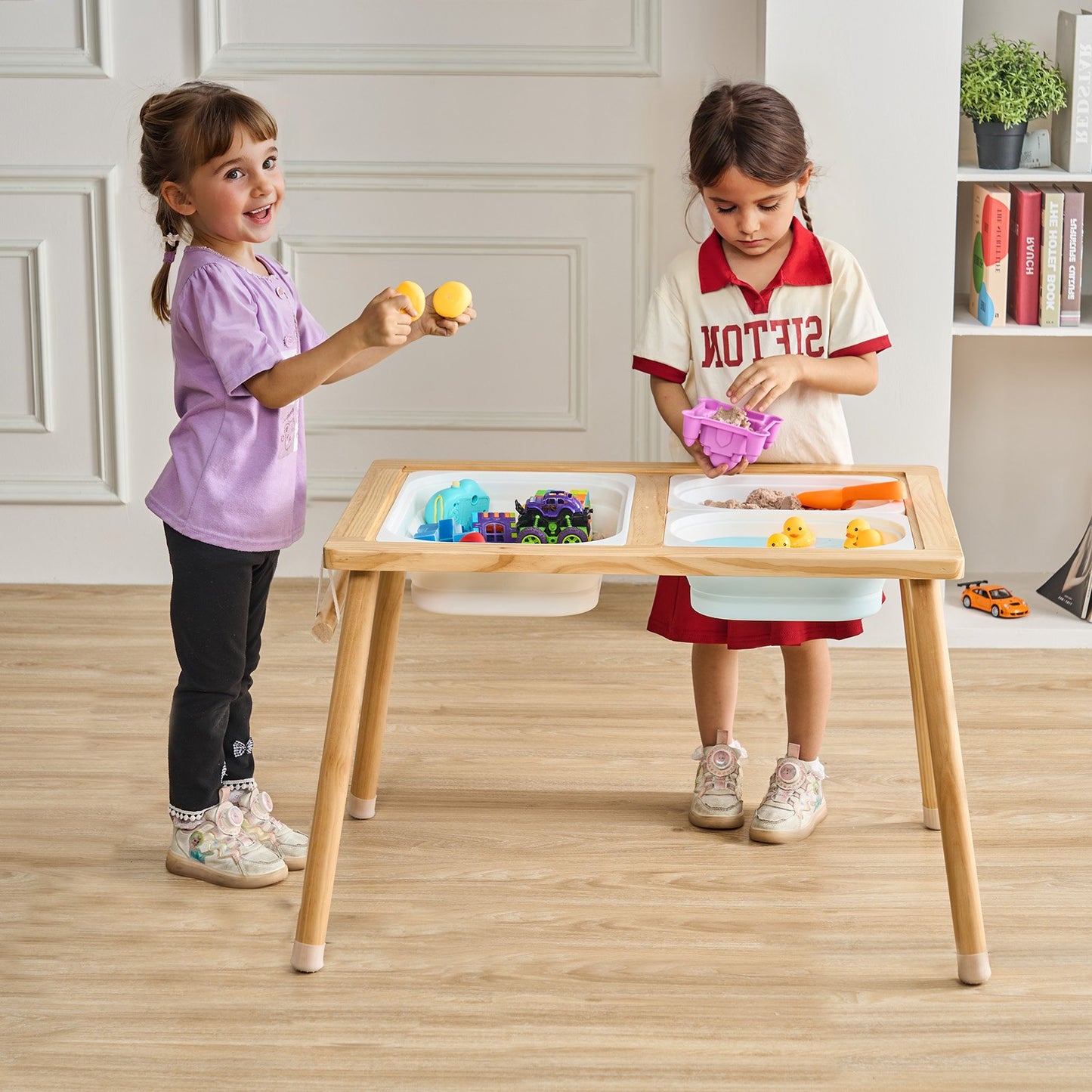 Kids Sensory Table Sand Water Play Table with 1 Paper Roll 3 Storage Bins V952-GGZDJZBK2129VB7WFV0