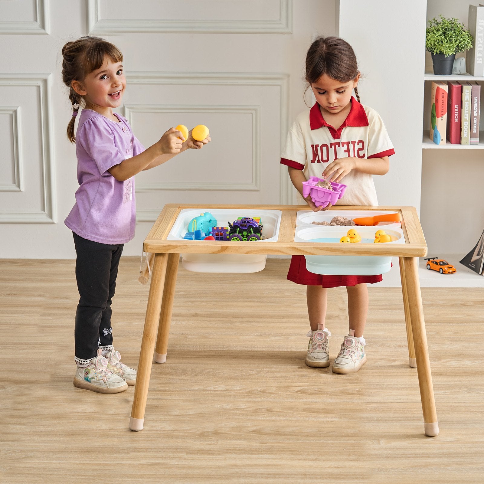 Kids Sensory Table Sand Water Play Table with 1 Paper Roll 3 Storage Bins V952-GGZDJZBK2129VB7WFV0