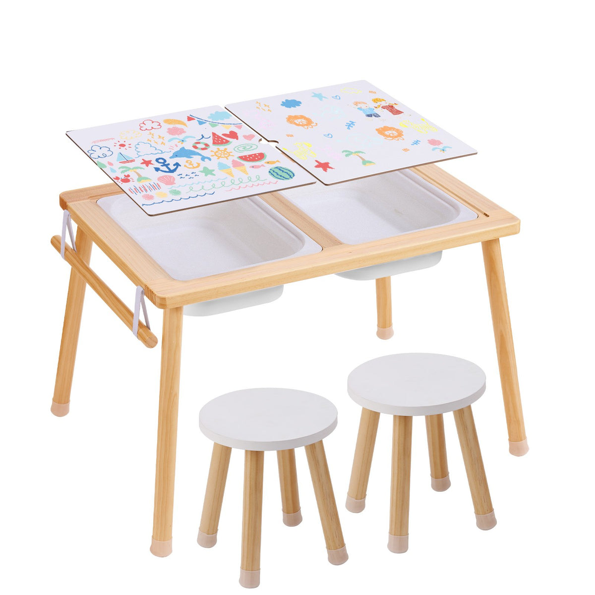 Kids Sensory Table & Chair Set Sand Water Play Table with 2 Storage Bins V952-GGZZDZHK2129ZA1KCV0