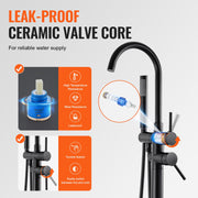 Freestanding Bathtub Faucet, Floor Mount, Freestanding Tub Filler, Shower Mixer Taps, Two Water Modes, 360 V952-GHKSLTSYXYGH0IJXEV0