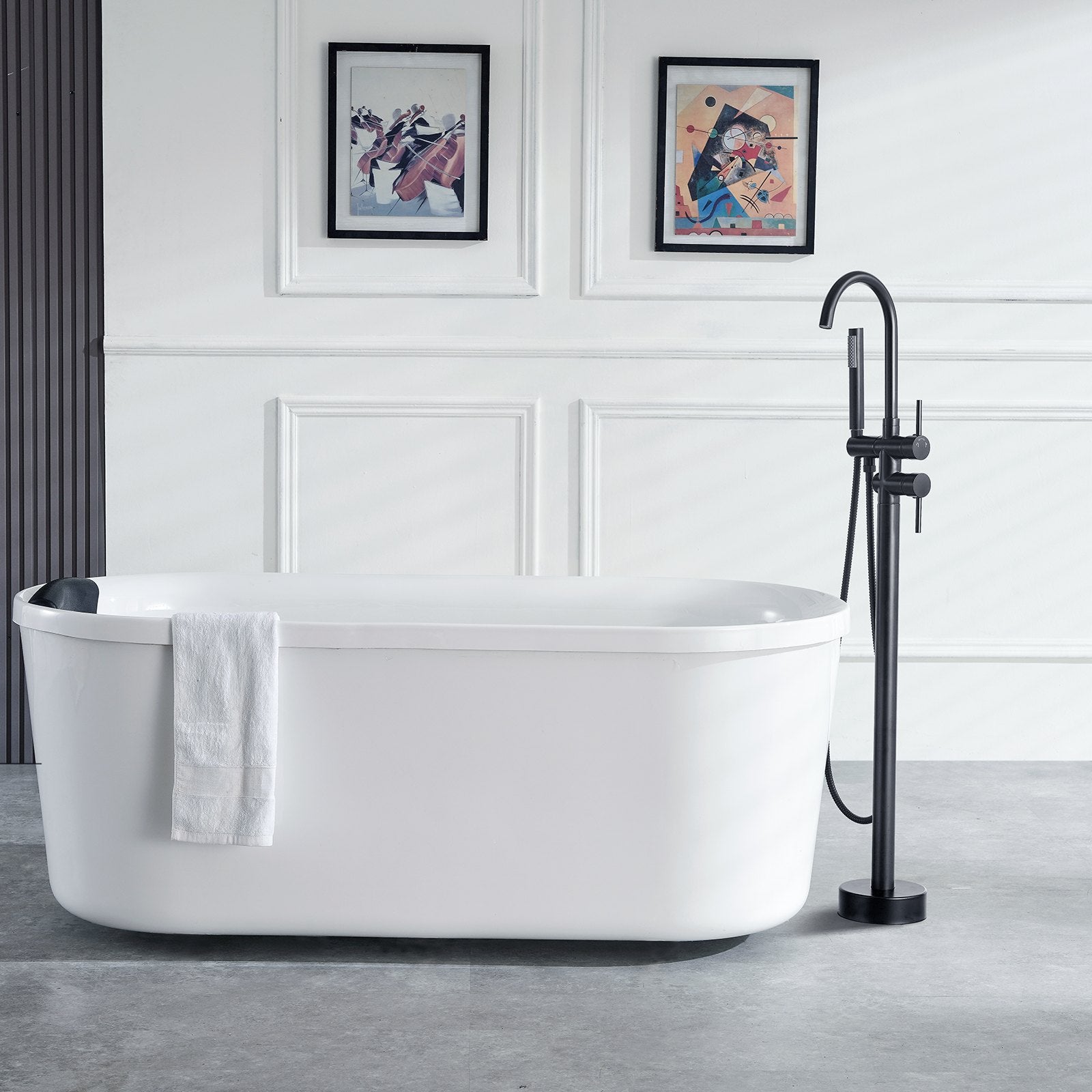 Freestanding Bathtub Faucet, Floor Mount, Freestanding Tub Filler, Shower Mixer Taps, Two Water Modes, 360 V952-GHKSLTSYXYGH0IJXEV0