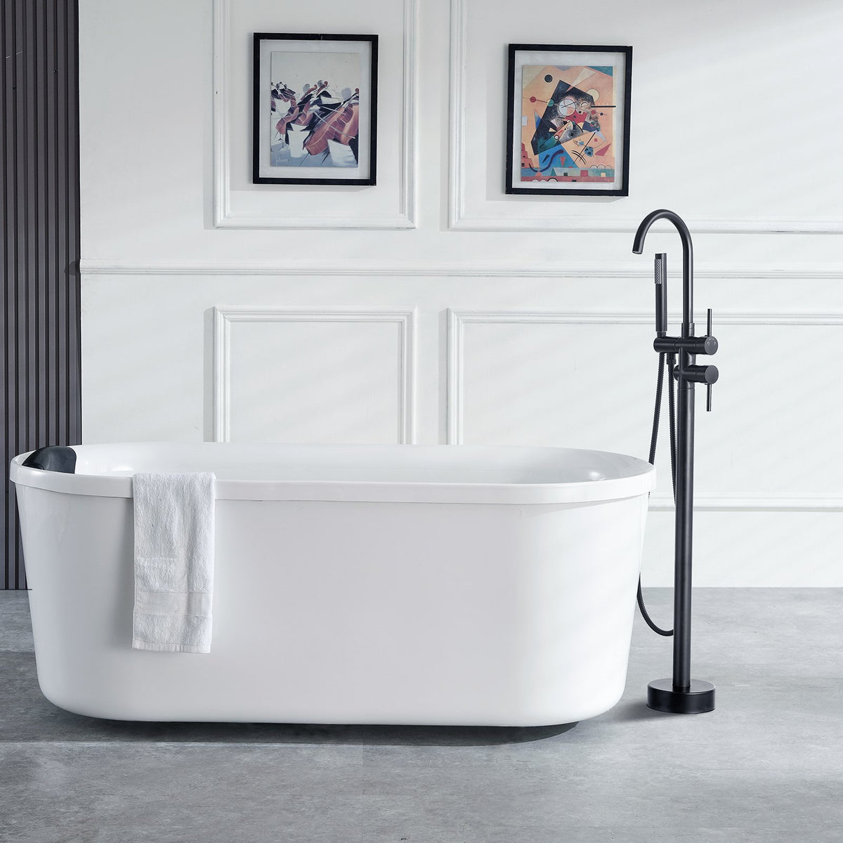 Freestanding Bathtub Faucet, Floor Mount, Freestanding Tub Filler, Shower Mixer Taps, Two Water Modes, 360 V952-GHKSLTSYXYGH0IJXEV0