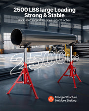 V Head Pipe Stand 0.32 - 30.48 cm Capacity, Adjustable Height 610mm-1067mm, Pipe Jack Stands 1134kg Load V952-GJ1107BGJ-VX00001V0