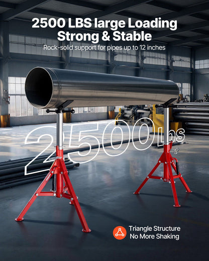 V Head Pipe Stand 0.32 - 30.48 cm Capacity, Adjustable Height 610mm-1067mm, Pipe Jack Stands 1134kg Load V952-GJ1107BGJ-VX00001V0