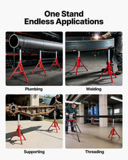 V Head Pipe Stand 0.32 - 30.48 cm Capacity, Adjustable Height 610mm-1067mm, Pipe Jack Stands 1134kg Load V952-GJ1107BGJ-VX00001V0