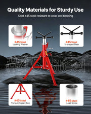 V Head Pipe Stand 0.32 - 30.48 cm Capacity, Adjustable Height 610mm-1067mm, Pipe Jack Stands 1134kg Load V952-GJ1107BGJ-VX00001V0