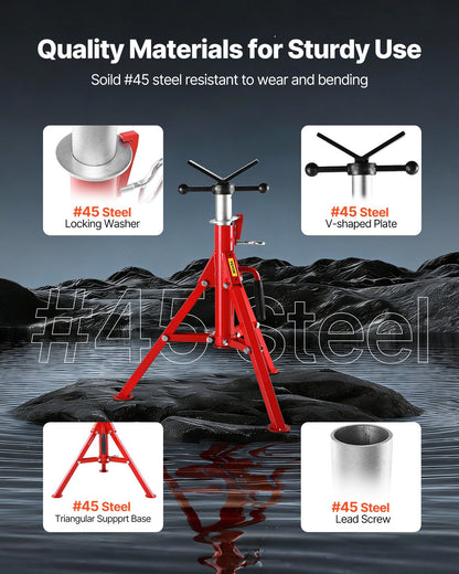 V Head Pipe Stand 0.32 - 30.48 cm Capacity, Adjustable Height 610mm-1067mm, Pipe Jack Stands 1134kg Load V952-GJ1107BGJ-VX00001V0