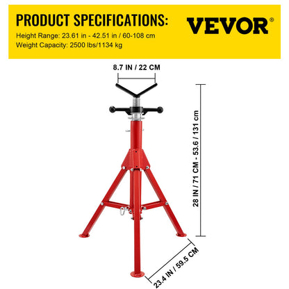 Pipe Jack Stand V-Head Foldable Legs 2500LB Max. Height 52" V952-GJ1107SGJ-VX00001V0