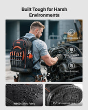 Tool Backpack, 65 Pockets, Heavy-duty Tools Storage Organizer Work Bags with Laptop Compartment & Molded V952-GJBB1416INCH5R4Z0001V0