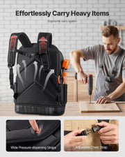 Tool Backpack, 65 Pockets, Heavy-duty Tools Storage Organizer Work Bags with Laptop Compartment & Molded V952-GJBB1416INCH5R4Z0001V0