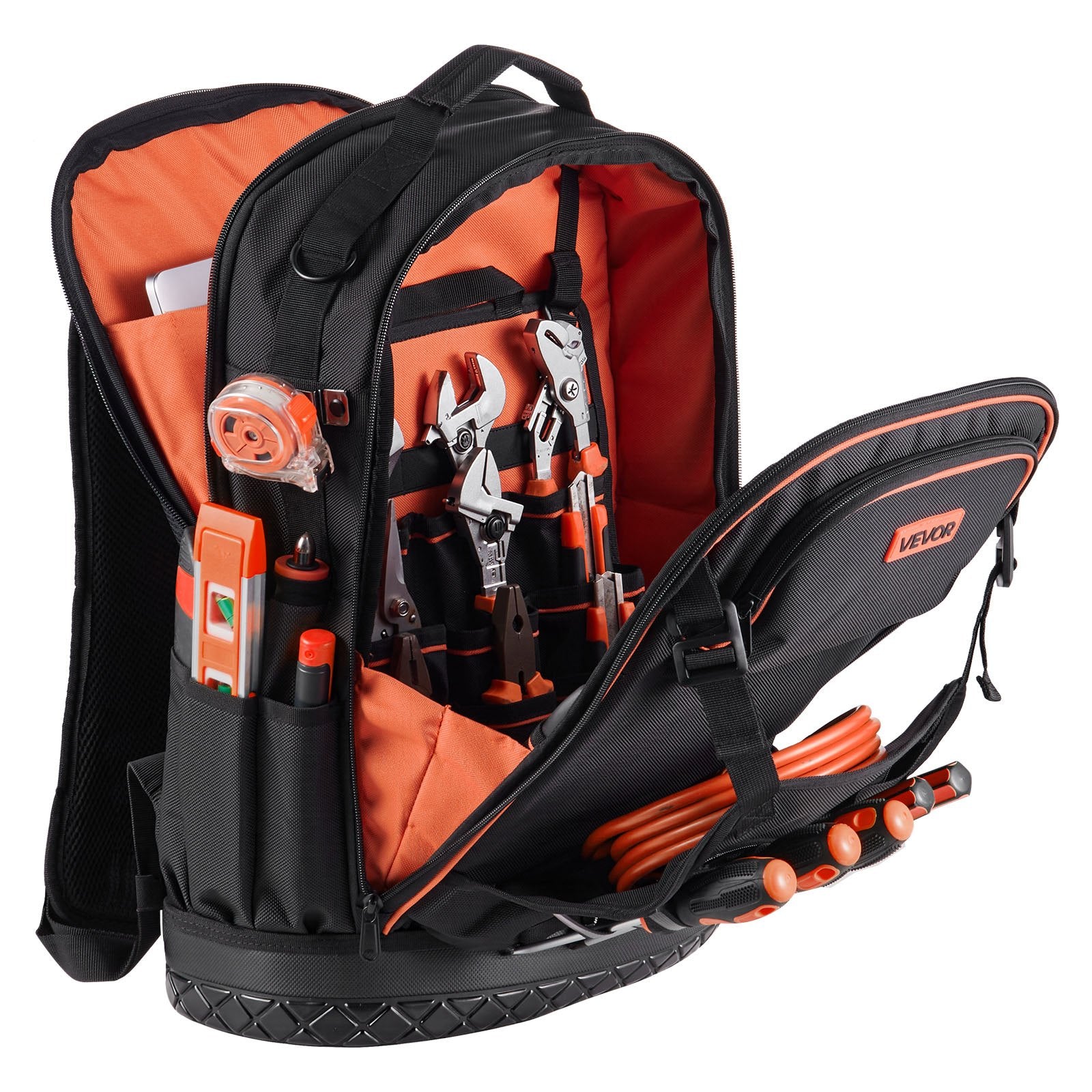 Tool Backpack, 65 Pockets, Heavy-duty Tools Storage Organizer Work Bags with Laptop Compartment & Molded V952-GJBB1416INCH5R4Z0001V0