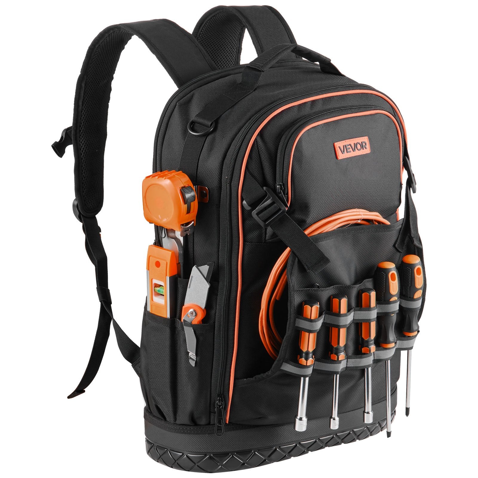 Tool Backpack, 65 Pockets, Heavy-duty Tools Storage Organizer Work Bags with Laptop Compartment & Molded V952-GJBB1416INCH5R4Z0001V0