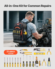 Tool Backpack with Tools, 65 Pockets, Heavy-duty Tools Storage Organizer Bags with Laptop Compartment & V952-GJBB1416INCHDUXTA001V0