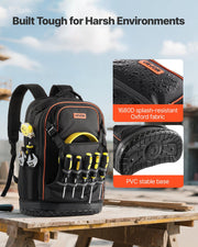 Tool Backpack with Tools, 65 Pockets, Heavy-duty Tools Storage Organizer Bags with Laptop Compartment & V952-GJBB1416INCHDUXTA001V0