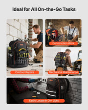 Tool Backpack with Tools, 65 Pockets, Heavy-duty Tools Storage Organizer Bags with Laptop Compartment & V952-GJBB1416INCHDUXTA001V0