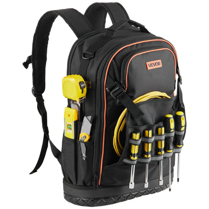 Tool Backpack with Tools, 65 Pockets, Heavy-duty Tools Storage Organizer Bags with Laptop Compartment & V952-GJBB1416INCHDUXTA001V0