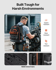 Tool Backpack, 64 Pockets, Heavy-duty Tools Storage Organizer Work Bags with Laptop Compartment & Molded V952-GJBB1416INCHEILMT001V0