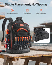 Tool Backpack, 64 Pockets, Heavy-duty Tools Storage Organizer Work Bags with Laptop Compartment & Molded V952-GJBB1416INCHEILMT001V0