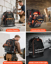 Tool Backpack, 64 Pockets, Heavy-duty Tools Storage Organizer Work Bags with Laptop Compartment & Molded V952-GJBB1416INCHEILMT001V0
