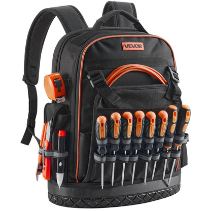 Tool Backpack, 64 Pockets, Heavy-duty Tools Storage Organizer Work Bags with Laptop Compartment & Molded V952-GJBB1416INCHEILMT001V0