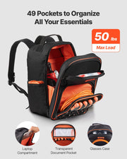 Tool Backpack, 49 Pockets, Heavy-duty Tools Storage Organizer Work Bags with Laptop Compartment & Reinforced V952-GJBBBD1012INXI8UM001V0