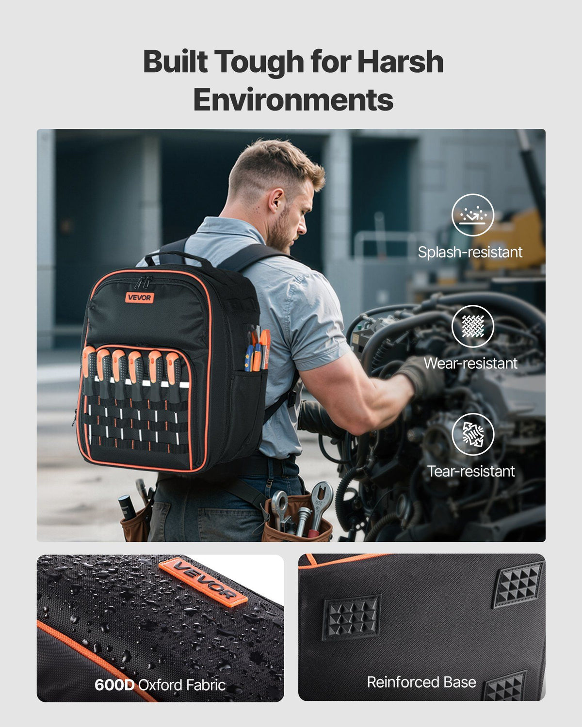 Tool Backpack, 49 Pockets, Heavy-duty Tools Storage Organizer Work Bags with Laptop Compartment & Reinforced V952-GJBBBD1012INXI8UM001V0
