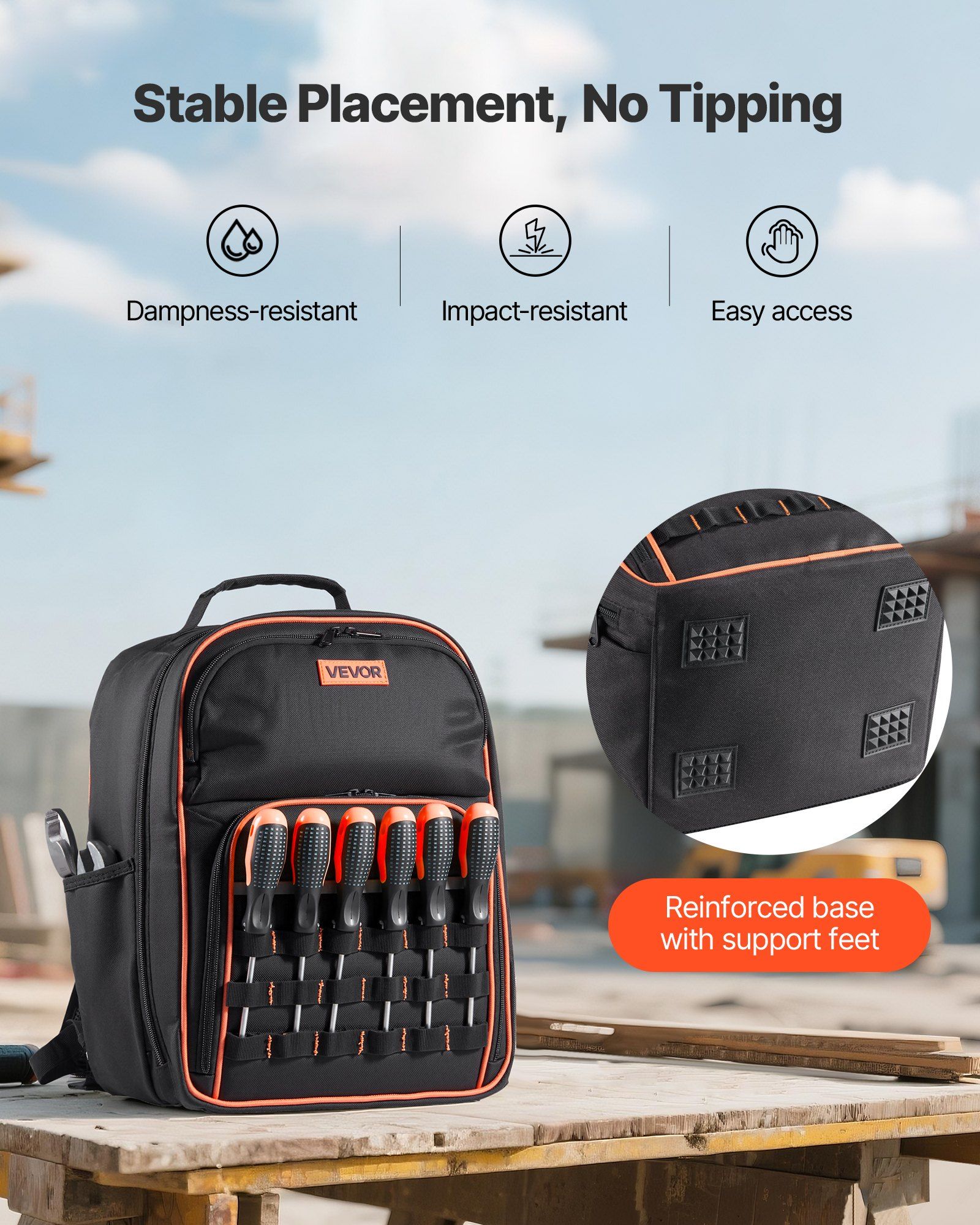 Tool Backpack, 49 Pockets, Heavy-duty Tools Storage Organizer Work Bags with Laptop Compartment & Reinforced V952-GJBBBD1012INXI8UM001V0
