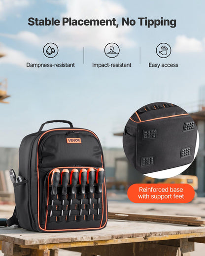 Tool Backpack, 49 Pockets, Heavy-duty Tools Storage Organizer Work Bags with Laptop Compartment & Reinforced V952-GJBBBD1012INXI8UM001V0