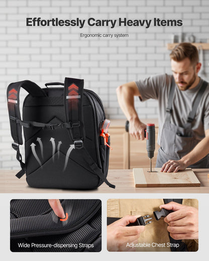 Tool Backpack, 45 Pockets, Heavy-duty Tools Storage Organizer Work Bags with Laptop Compartment & Reinforced V952-GJBBBD1214IN0W07J001V0