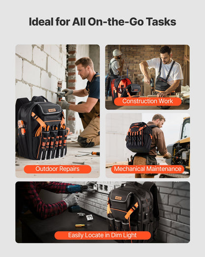 Tool Backpack, 45 Pockets, Heavy-duty Tools Storage Organizer Work Bags with Laptop Compartment & Reinforced V952-GJBBBD1214IN0W07J001V0