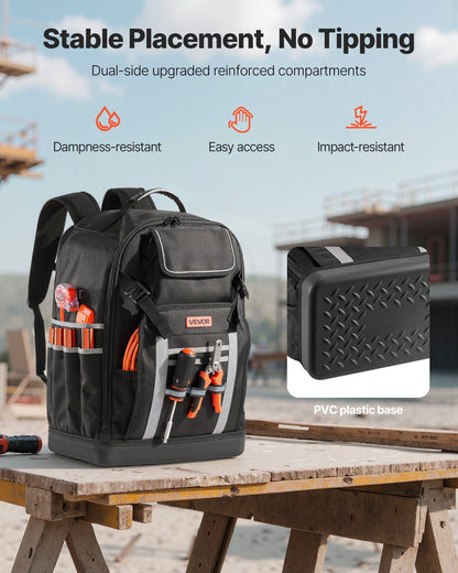 Tool Backpack, 56 Pockets, Heavy-duty Tools Storage Organizer Bags with Molded Base, Electrician Jobsite V952-GJBBSLD1214IOF1S8001V0