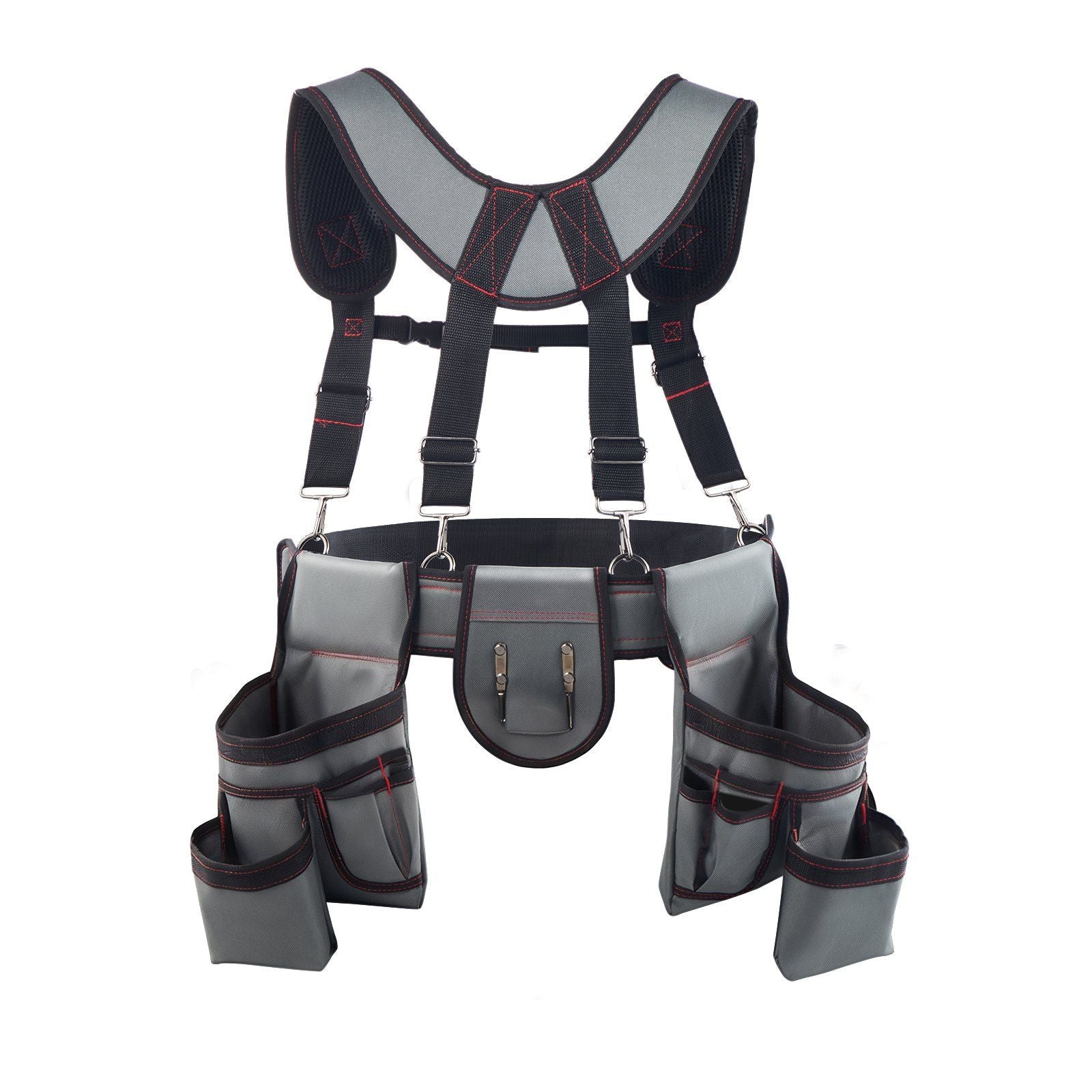 Tool Belt, 22 Pockets Tool Pouch with Suspenders for Men, Heavy Duty Adjustable Utility Belt Bag Suspenders V952-GJDDKXCGKSYBIQ911001V0