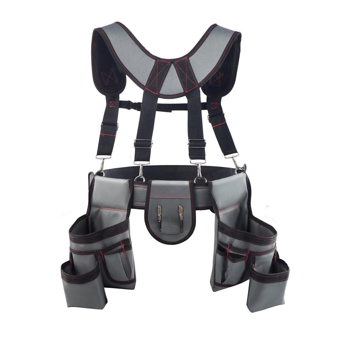 Tool Belt, 22 Pockets Tool Pouch with Suspenders for Men, Heavy Duty Adjustable Utility Belt Bag Suspenders V952-GJDDKXCGKSYBIQ911001V0
