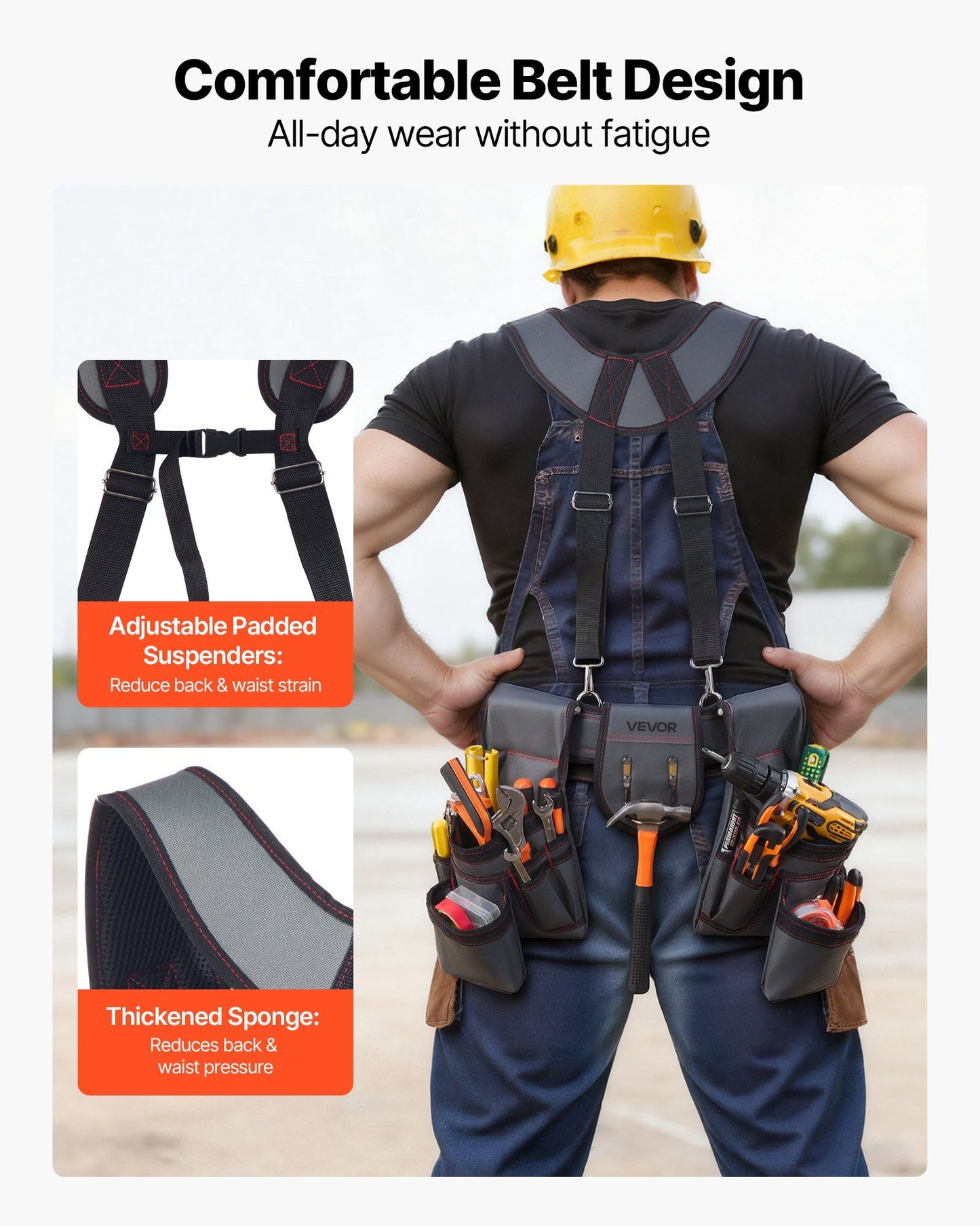 Tool Belt, 22 Pockets Tool Pouch with Suspenders for Men, Heavy Duty Adjustable Utility Belt Bag Suspenders V952-GJDDKXCGKSYBIQ911001V0