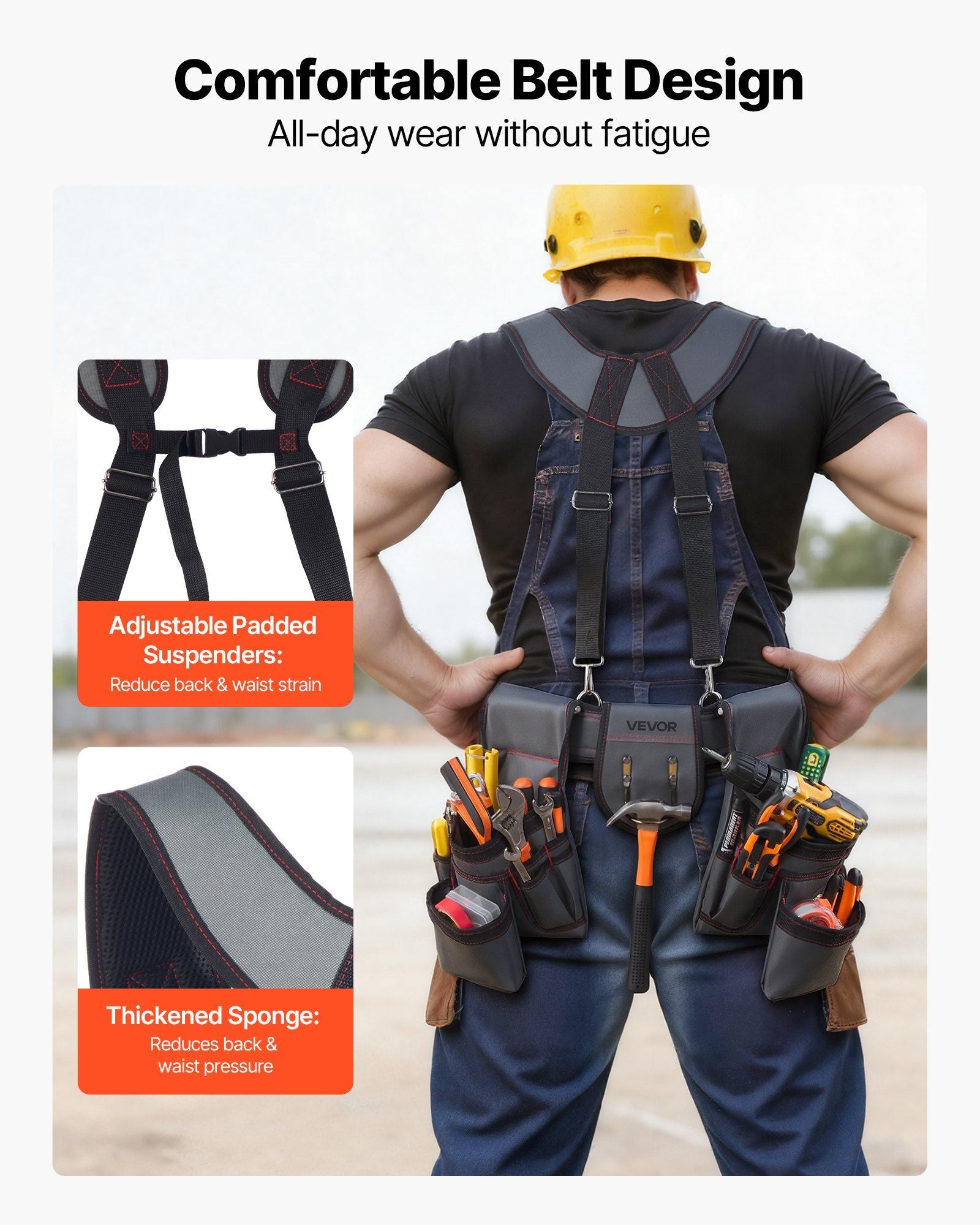 Tool Belt, 22 Pockets Tool Pouch with Suspenders for Men, Heavy Duty Adjustable Utility Belt Bag Suspenders V952-GJDDKXCGKSYBIQ911001V0